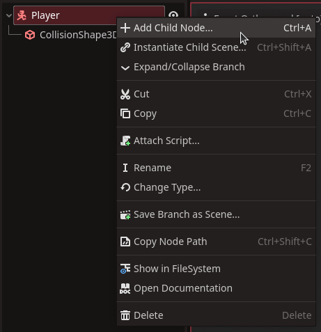 Add another node to Player root node