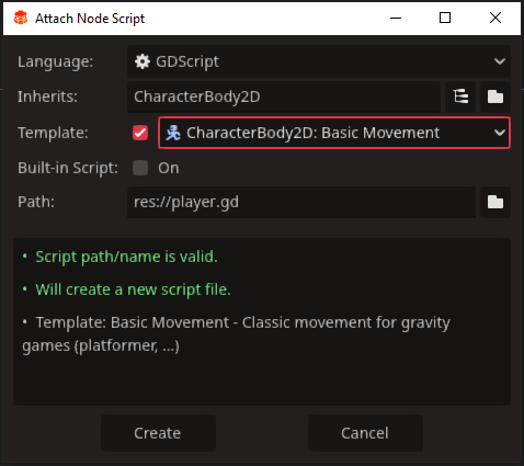 Attach Player script