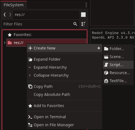 Create a new Script