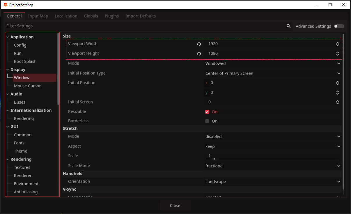 Open project Settings