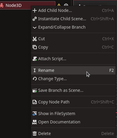 Rename the root Node3D to Player