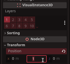 Setting MeshInstance3D Y position to 1